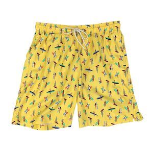 Lands End Swim Shorts Mens M Medium Yellow Volley Brief Lined Swim Trunks Surfer